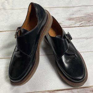 Madewell Black Leather Chunky Buckle Flat Loafer